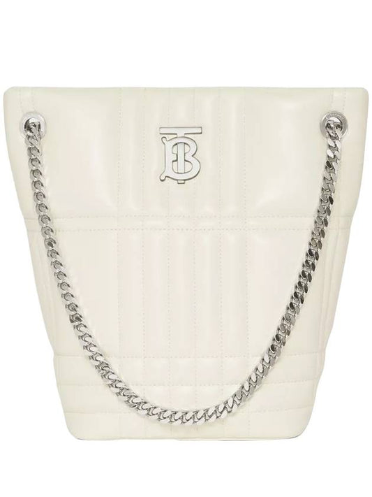 Lola Quilted Lambskin Small Bucket Bag White - BURBERRY - BALAAN 1