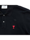 24SS Small Heart Logo PK Shirt Black BFUPL001760 - AMI - BALAAN 4