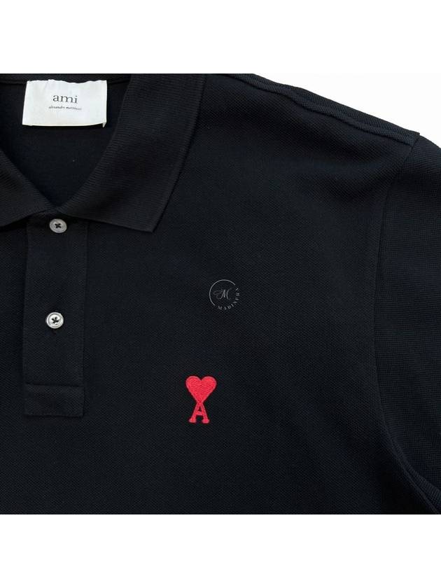 24SS Small Heart Logo PK Shirt Black BFUPL001760 - AMI - BALAAN 4