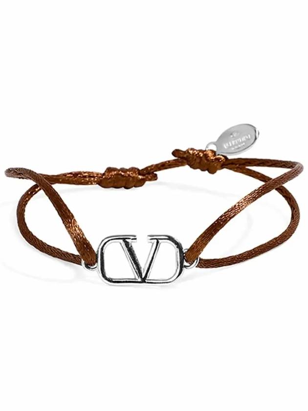 V Logo Signature Cotton Bracelet Brown - VALENTINO - BALAAN 6