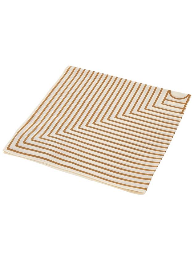 Signature Monogram Striped Silk Scarf Peanut Butter Light Sand - TOTEME - BALAAN 10