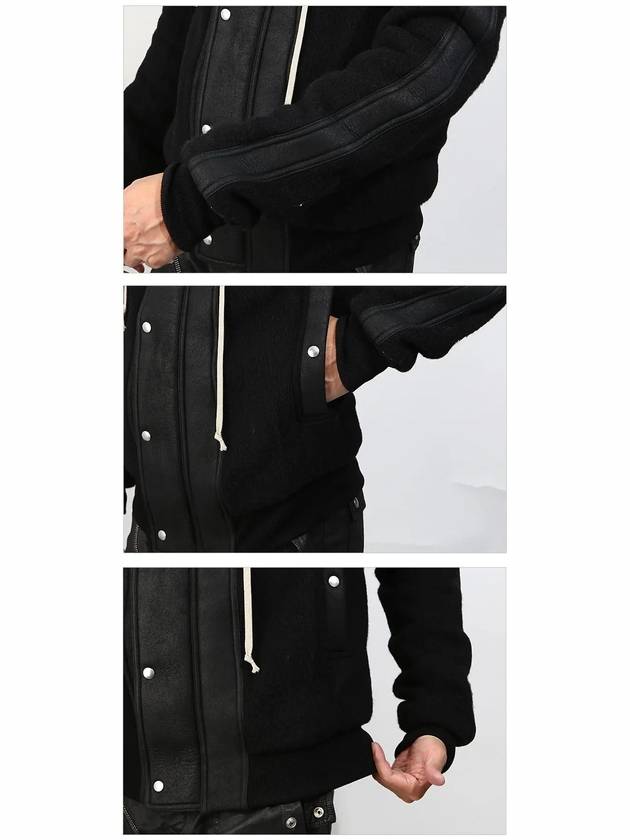 Men's Zipper Button Wool Hooded Jacket Black - RICK OWENS - BALAAN 6