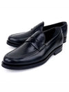 Men's Stamped Monogram Semi Glossy Leather Loafers Black - TOD'S - BALAAN 2