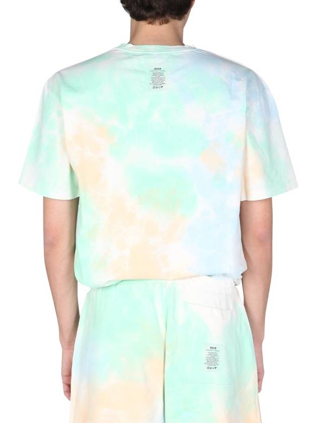 Men's Fantastic Green Tie Dye Short Sleeve T-Shirt Multi - MSGM - BALAAN 4