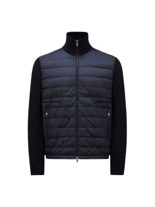 Padded Wool Cardigan Navy Blue Moncler - MONCLER - BALAAN 1