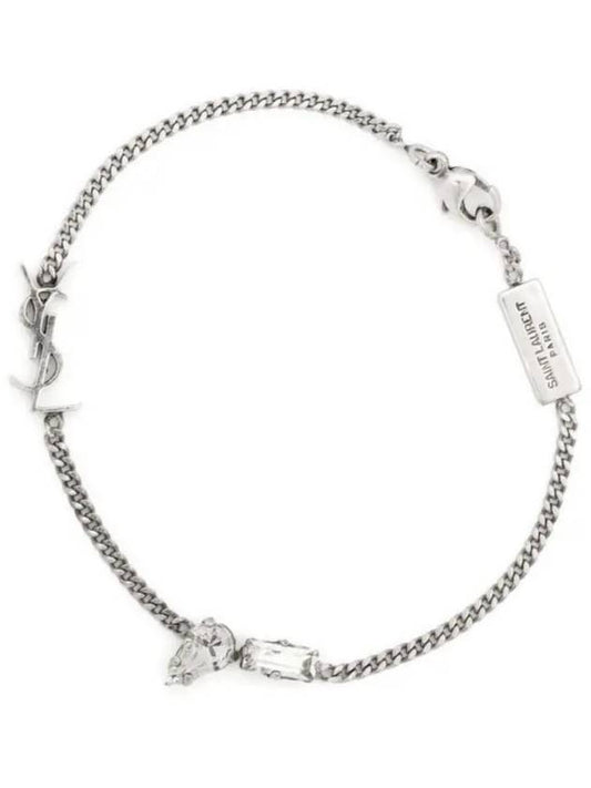 Opyum Charm Bracelet In Metal And Rhinestone Oxidized Silver - SAINT LAURENT - BALAAN 2