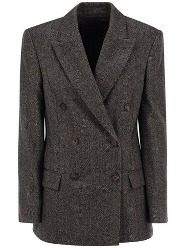 Techno wool carded chevron jacket with monile - BRUNELLO CUCINELLI - BALAAN 1