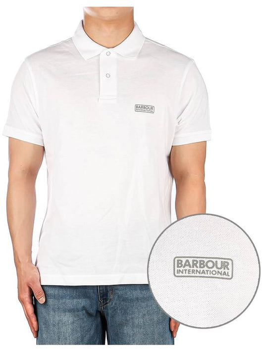 Men's International Essential Logo Short Sleeve PK Shirt White - BARBOUR - BALAAN.