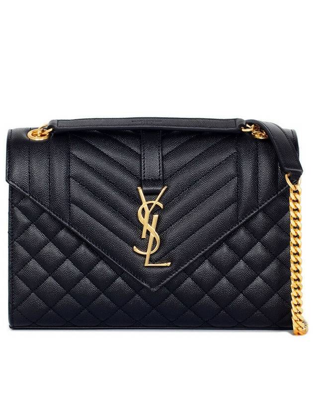 Gold Matelass Grain De Poudre Envelope Medium Shoulder Bag Black - SAINT LAURENT - BALAAN 2