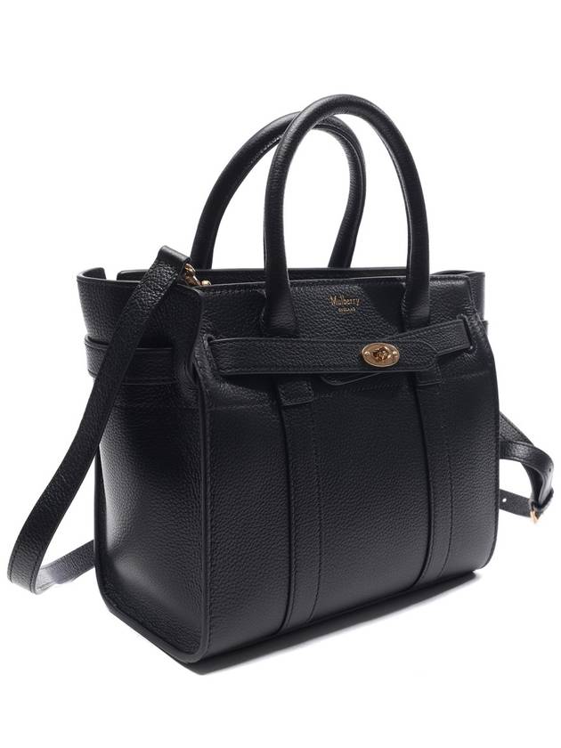 Bayswater Zipped Mini Classic Grain Tote Bag Black - MULBERRY - BALAAN 4