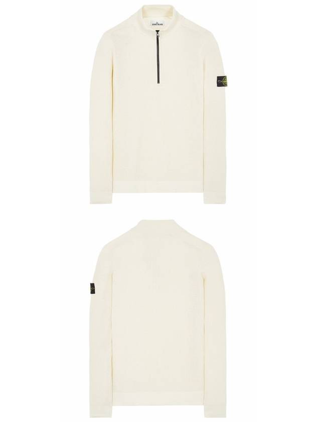 Wappen Patch Half Zip Up Knit Top Ivory - STONE ISLAND - BALAAN 6