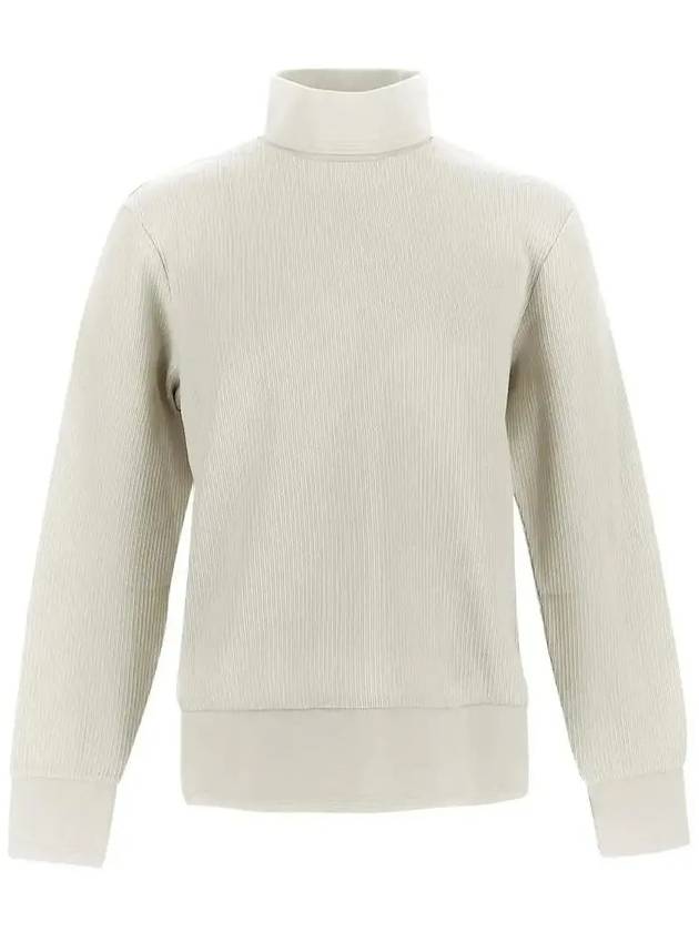 Thermal Rib Ottoman Stripe Turtleneck Natural - THOM BROWNE - BALAAN 2