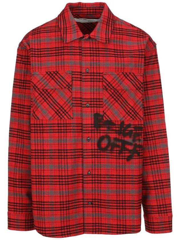 graffiti print check shirt red - OFF WHITE - BALAAN.