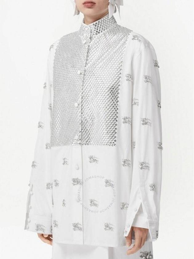 Burberry Ekd Crystal-Embellished Shirt In White, Brand Size 2 (US Size 0) - BURBERRY - BALAAN 3