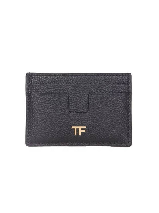 TF Gold Logo Card Wallet Black - TOM FORD - BALAAN 1