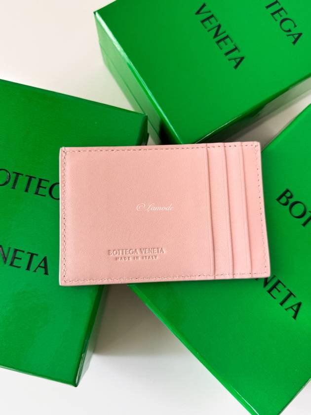 Intrecciato Lambskin Calfskin Card Wallet Pink - BOTTEGA VENETA - BALAAN 5