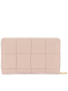 Intrecciato Zipper Around Long Wallet Pink - BOTTEGA VENETA - BALAAN 4