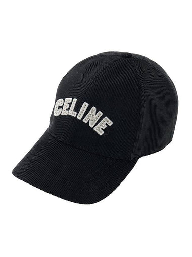 Logo Corduroy Ball Cap Black - CELINE - BALAAN 1