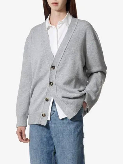 Intrecciato Leather Patch Cardigan Light Grey Melange - BOTTEGA VENETA - BALAAN 2