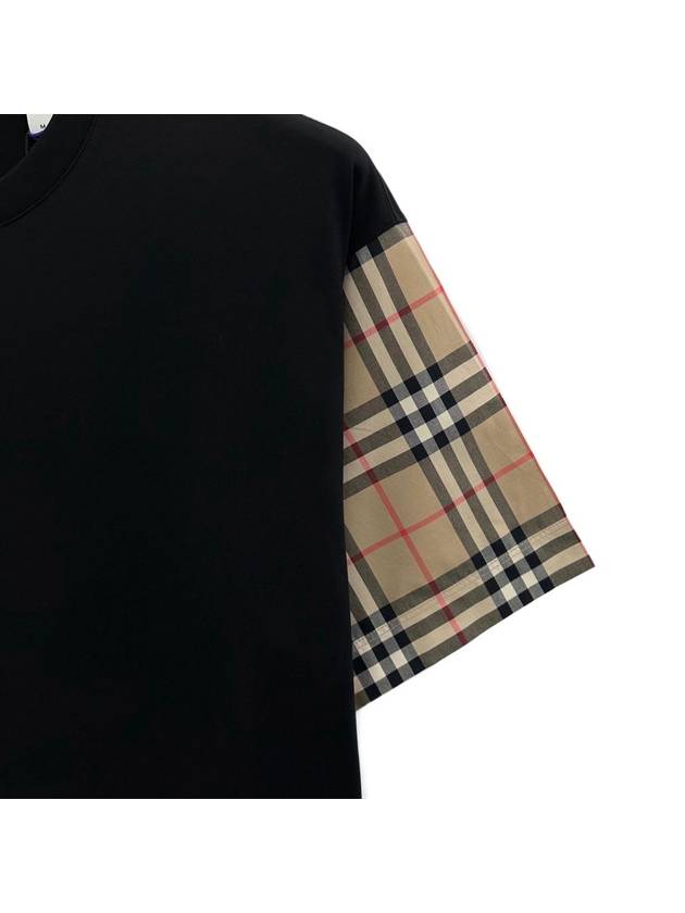 Vintage Check Sleeve Cotton Oversized T-shirt Black - BURBERRY - BALAAN 5