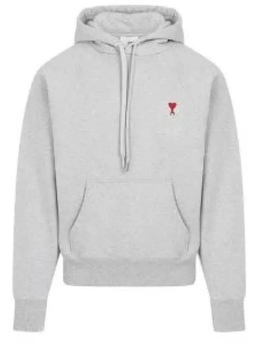 Small Heart Logo Hoodie Heather Ash Grey - AMI - BALAAN 2