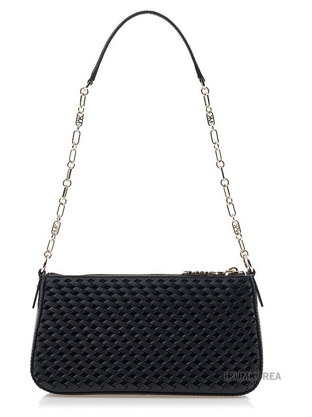 Empire Medium Chain Link Woven Leather Pochette Shoulder Bag Black - MICHAEL KORS - BALAAN 4