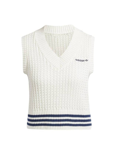 Embroidered Logo Knit Vest Off White - ADIDAS - BALAAN 1