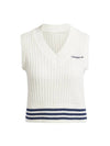 Embroidered Logo Knit Vest Off White - ADIDAS - BALAAN 1