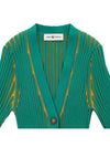 Women's Two-Tone Stretch Cardigan Green - TORY BURCH - BALAAN 4