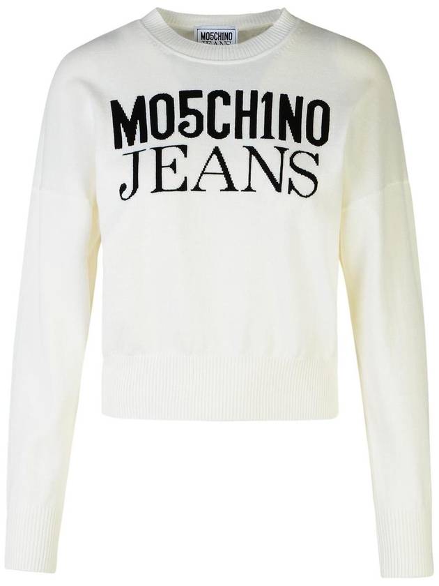 Moschino Jeans White Cotton Sweater - MOSCHINO - BALAAN 1