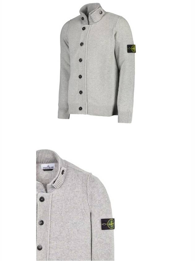 Lambswool Knit Cardigan Grey Melange - STONE ISLAND - BALAAN 6