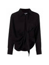 BAHIA Drape Tie Satin Shirt 213SH002 1020BLACK - JACQUEMUS - BALAAN 1