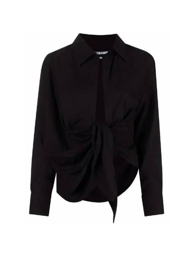 BAHIA Drape Tie Satin Shirt 213SH002 1020BLACK - JACQUEMUS - BALAAN 1