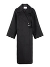 Wool Long Single Coat Black - GANNI - BALAAN 2