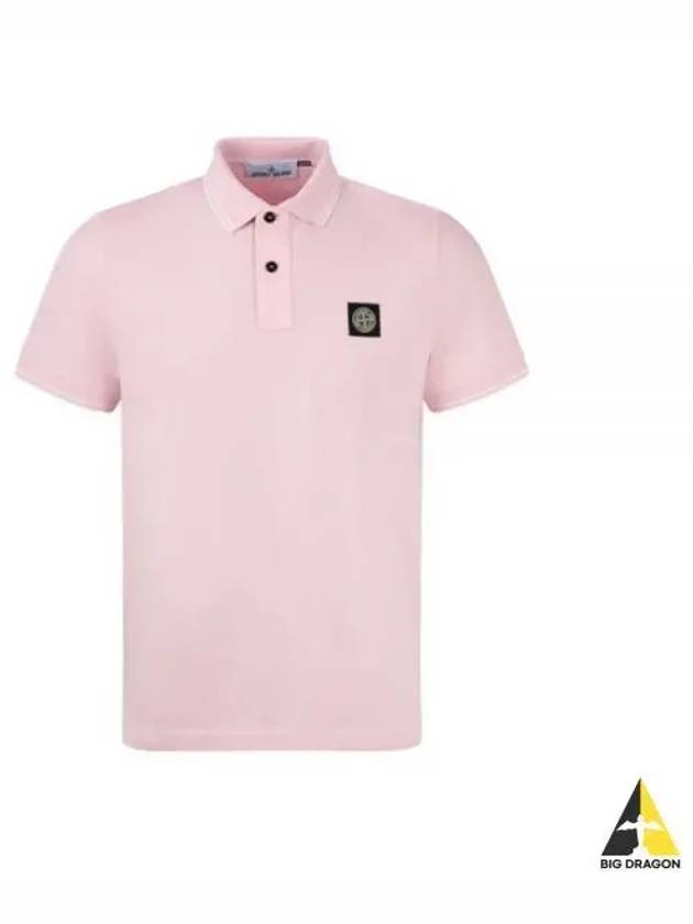 Stretch Cotton Pique Short Sleeve Polo Shirt Pink - STONE ISLAND - BALAAN 2