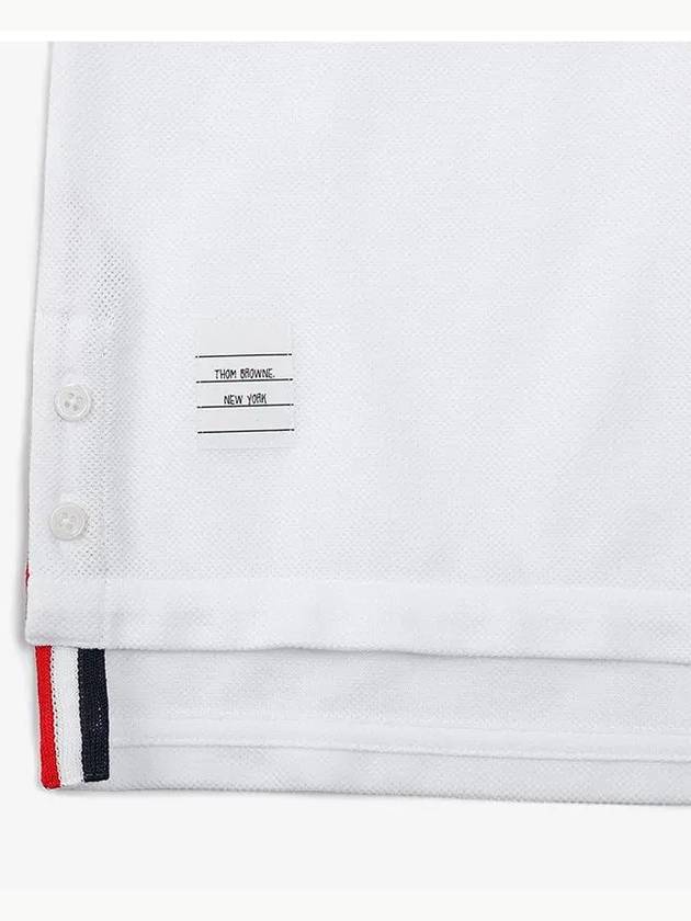 Classic Pique Center Back Stripe Relaxed Fit Short Sleeve Polo Shirt White - THOM BROWNE - BALAAN 5