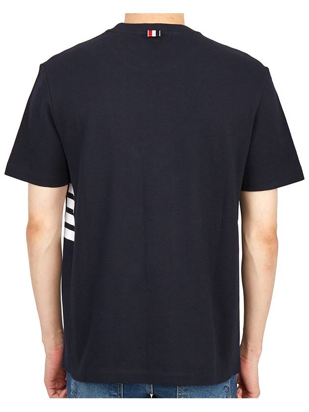 Classic Pique Rib Side Insert 4-Bar Short Sleeve T-Shirt Navy - THOM BROWNE - BALAAN 5