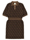 Kids Cotton FF Logo Dress Brown - FENDI - BALAAN 1