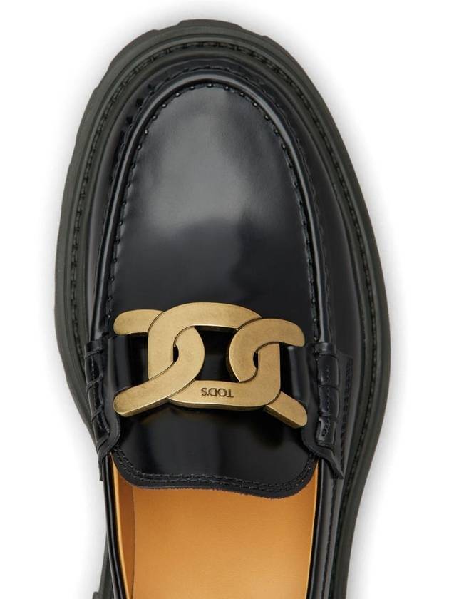 Women's Kate Metal Chain Leather Loafers Black - TOD'S - BALAAN 5