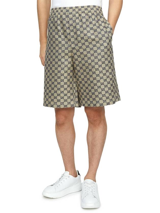 GG linen shorts beige - GUCCI - BALAAN 5