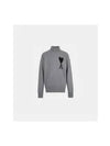 Big Heart Logo Wool Knit Turtleneck Grey - AMI - BALAAN 10