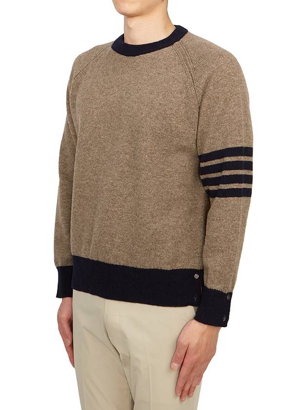 Wool 4 Bar Pullover Knit Top Medium Brown - THOM BROWNE - BALAAN 3