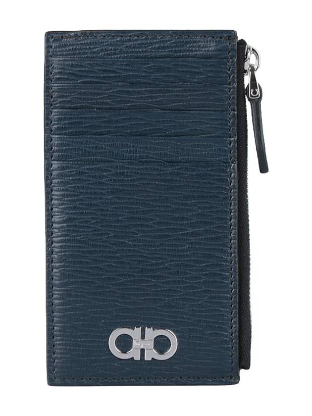 Gancini Zipper Card Wallet Deep Ocean - SALVATORE FERRAGAMO - BALAAN 2