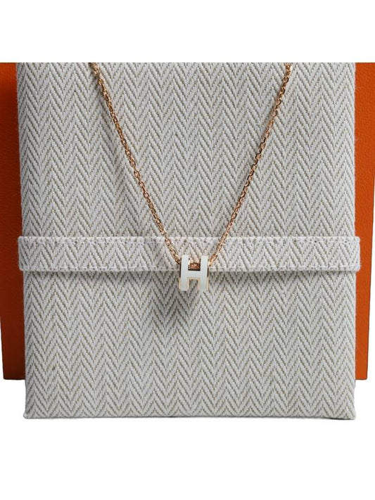 Mini Pop H Pendant Rose Gold & Blanc - HERMES - BALAAN.