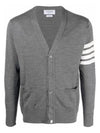 Men's Sustainable Classic Diagonal Wool Cardigan Medium Grey - THOM BROWNE - BALAAN 3