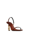 Cassandre Vegetable Tanned Leather Slingback Heels Brown - SAINT LAURENT - BALAAN 3