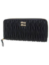 Matelasse Leather Logo Zipper Long Wallet Black - MIU MIU - BALAAN 3