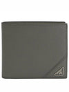 Men s Vitello triangle logo bi fold wallet gray - PRADA - BALAAN 1