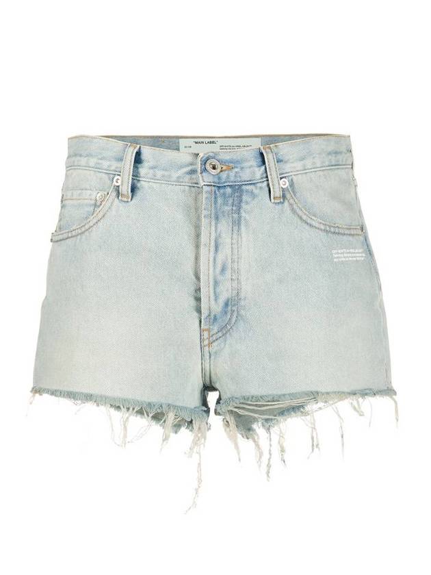 bleached fringe denim shorts - OFF WHITE - BALAAN 1