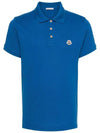 Logo Patch Polo Shirt Blue - MONCLER - BALAAN 3